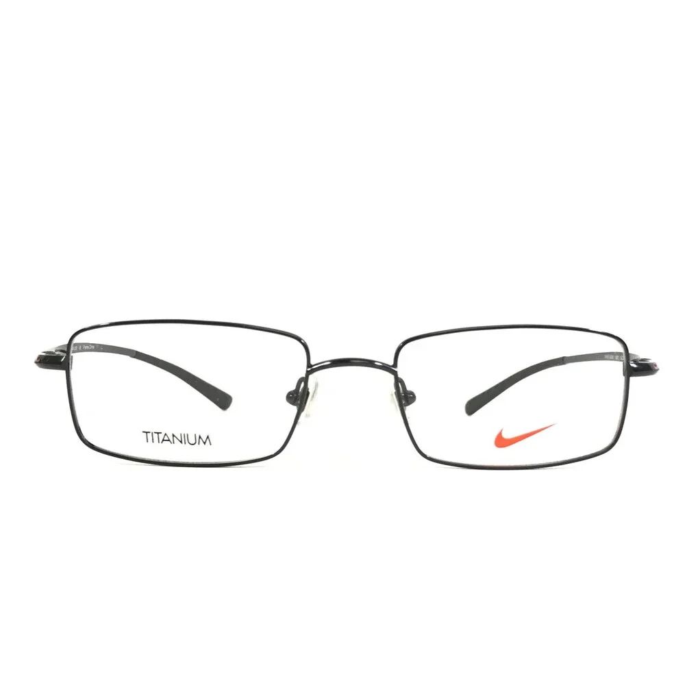 Nike Eyeglasses Frames 6008 001 Black Gloss Wire Rim Titanium 52-18-140